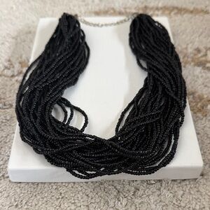 Elegant Black Beaded Necklace